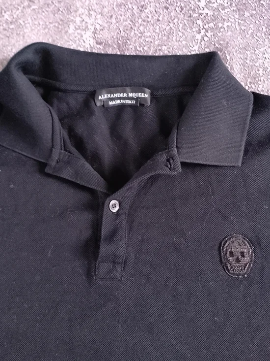 Alexander McQueen Black Polo Shirt with Skull Embroidery - Picture 10 of 11